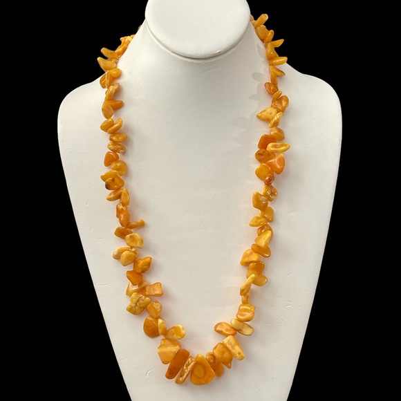 Natural unheated butterscotch Baltic amber bead sterling silver necklace - Picture 5 of 12